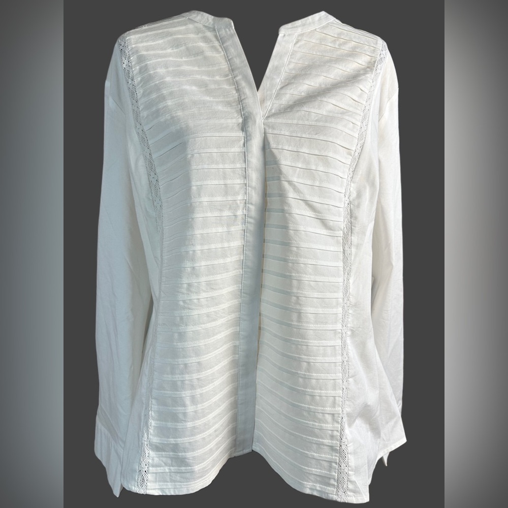 NWT Rafaella Pleated White Shirt Blouse Plus Size 3X